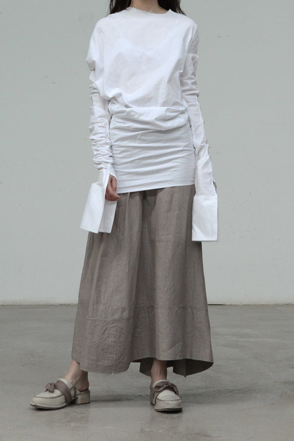 marc le bihan linen skirt 2510 taupe